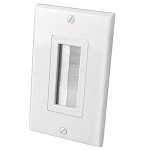 Single Gang Decor Style Brush Bulk Cable Wall Plates (White)