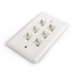 Single Gang Keystone Faceplate, White - 6 Port